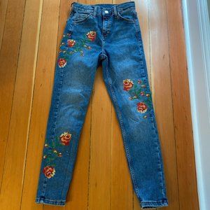 Topshop Moto embroidered jeans - Size 26 / 30.